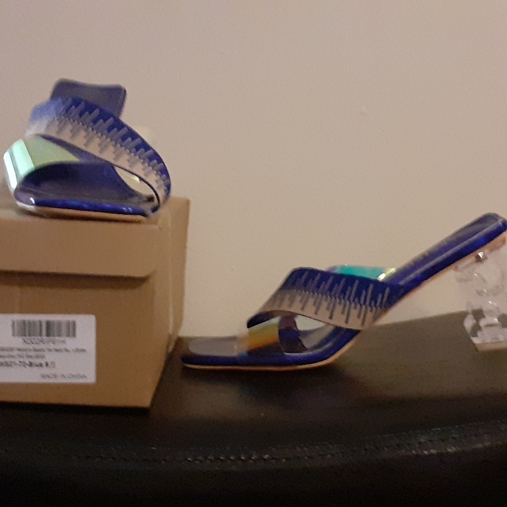 Women's blue slide heels